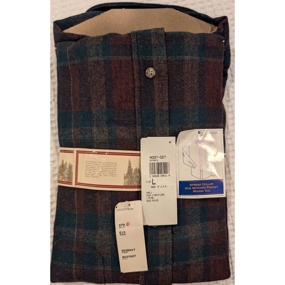 Title: Pendleton Umatilla Wool Shirt – Size L, NWT, Made in USA, Nordstrom Tags - Picture 2 of 4